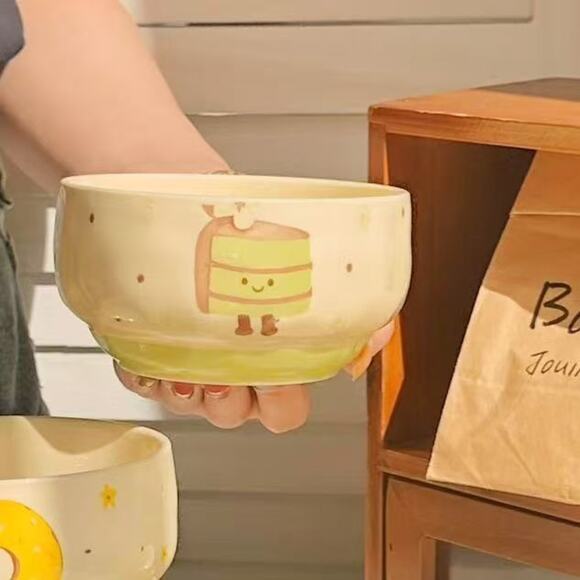 Adorable Ceramic Rice Bowl – Cute Underglaze Tableware set of 4 - Picture 5 of 8